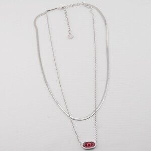 Kendra Scott Double Layer Snake Chain Red Glass Necklace